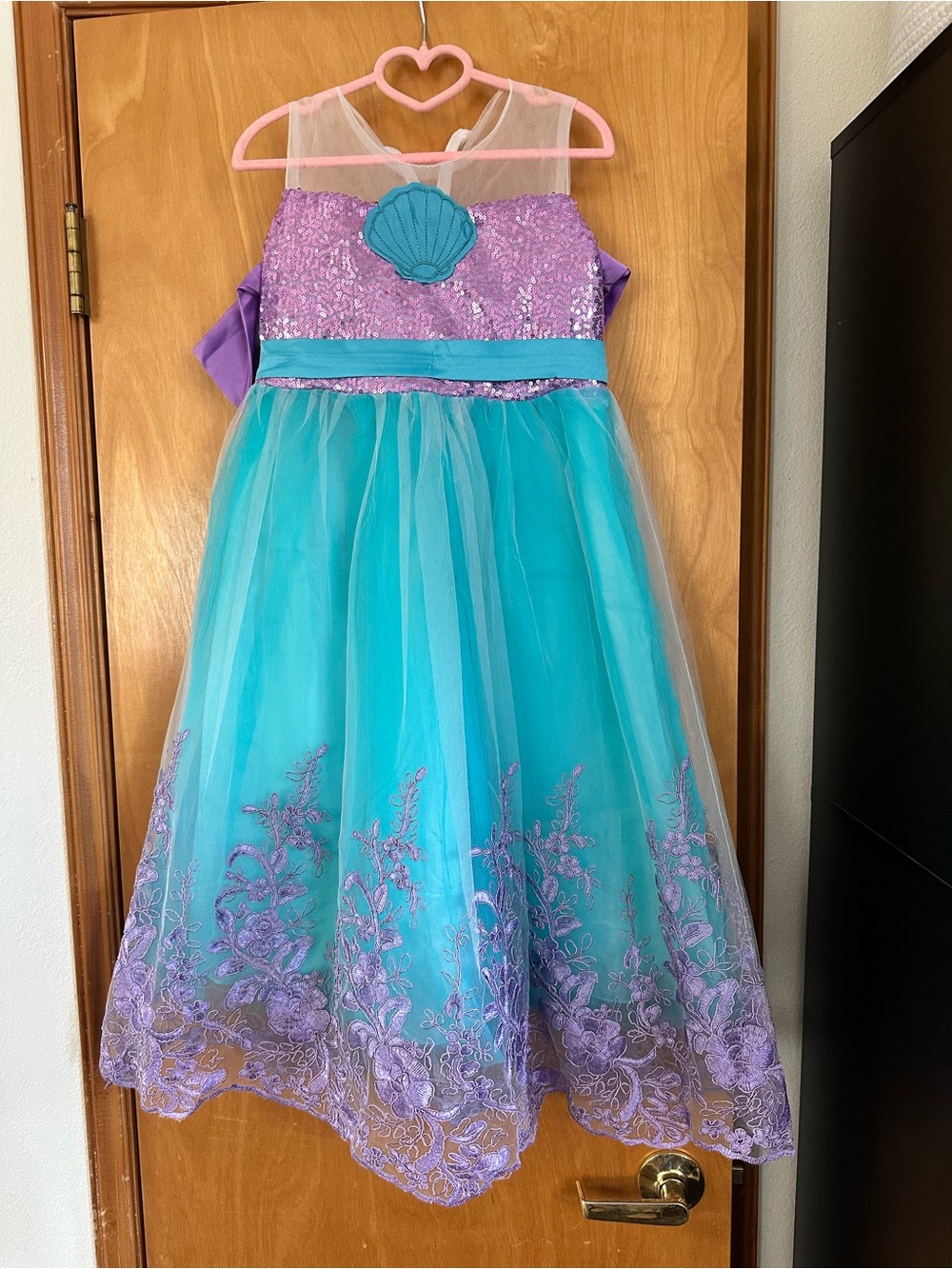 Aqua & Purple Sequin Tulle Mermaid Dress for Kids